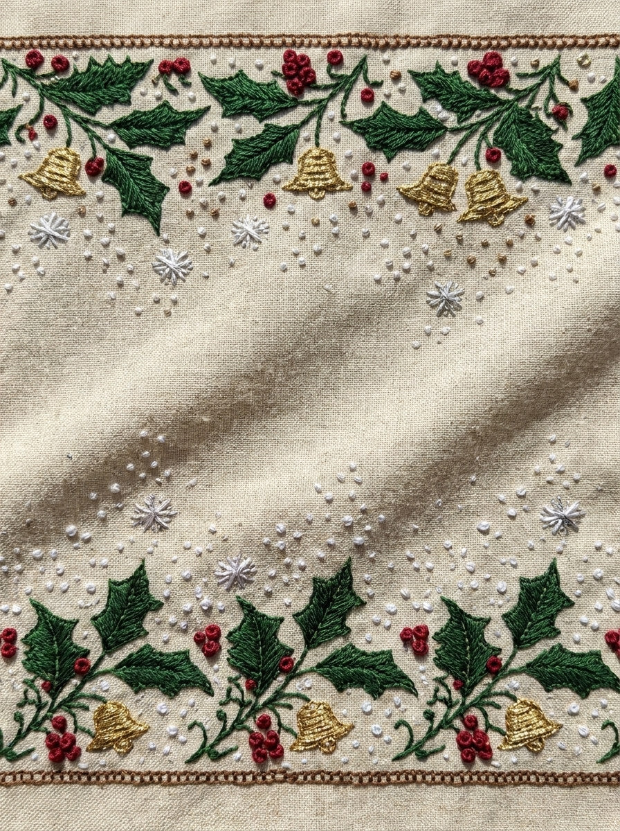Christmas Kitchen Towel Border Christmas from Christmas Embroidery Collection Book 1, a digital embroidery design reference for machine embroidery designs, embroidery patterns and border and edge embroidery.