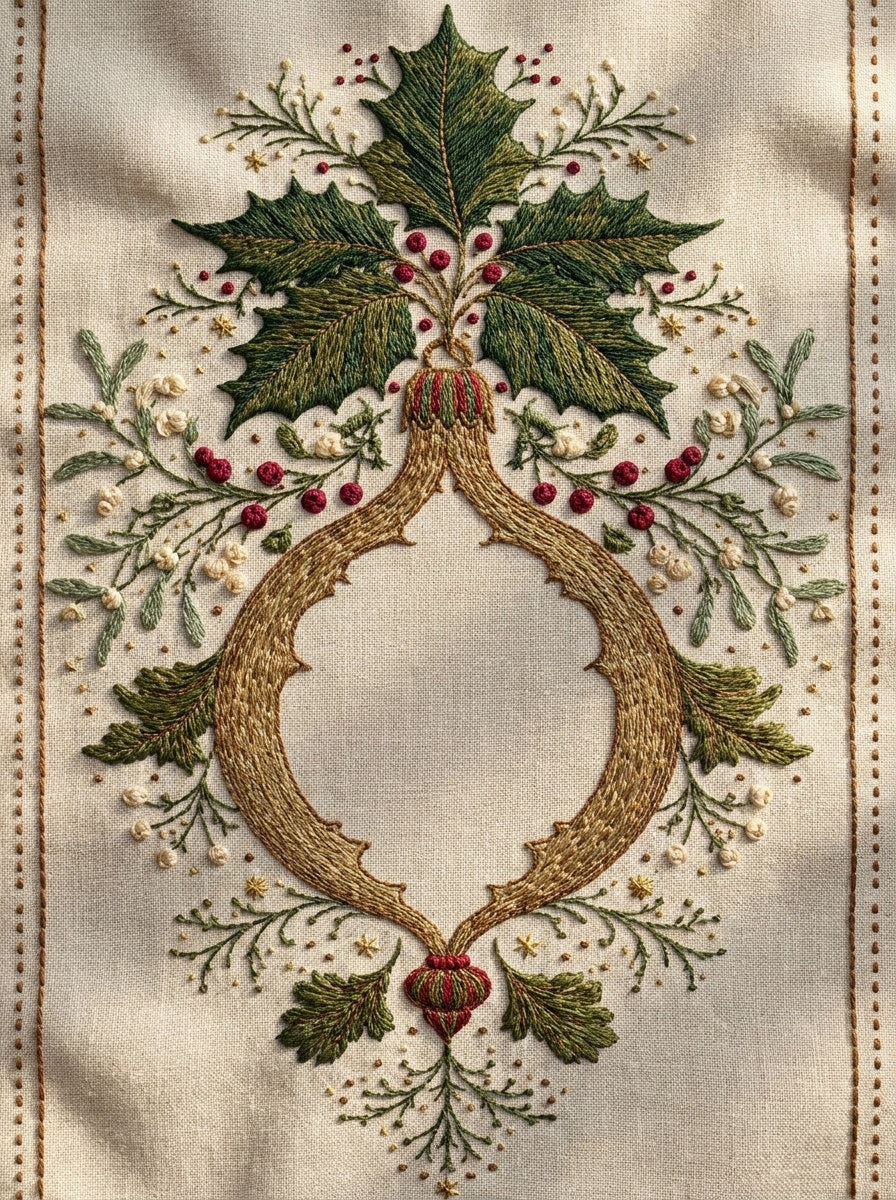 Christmas Ornament Frame Christmas Embroidery from Christmas Embroidery Collection Book 1, a digital embroidery design reference for machine embroidery designs, embroidery patterns and frames and monogram spaces.