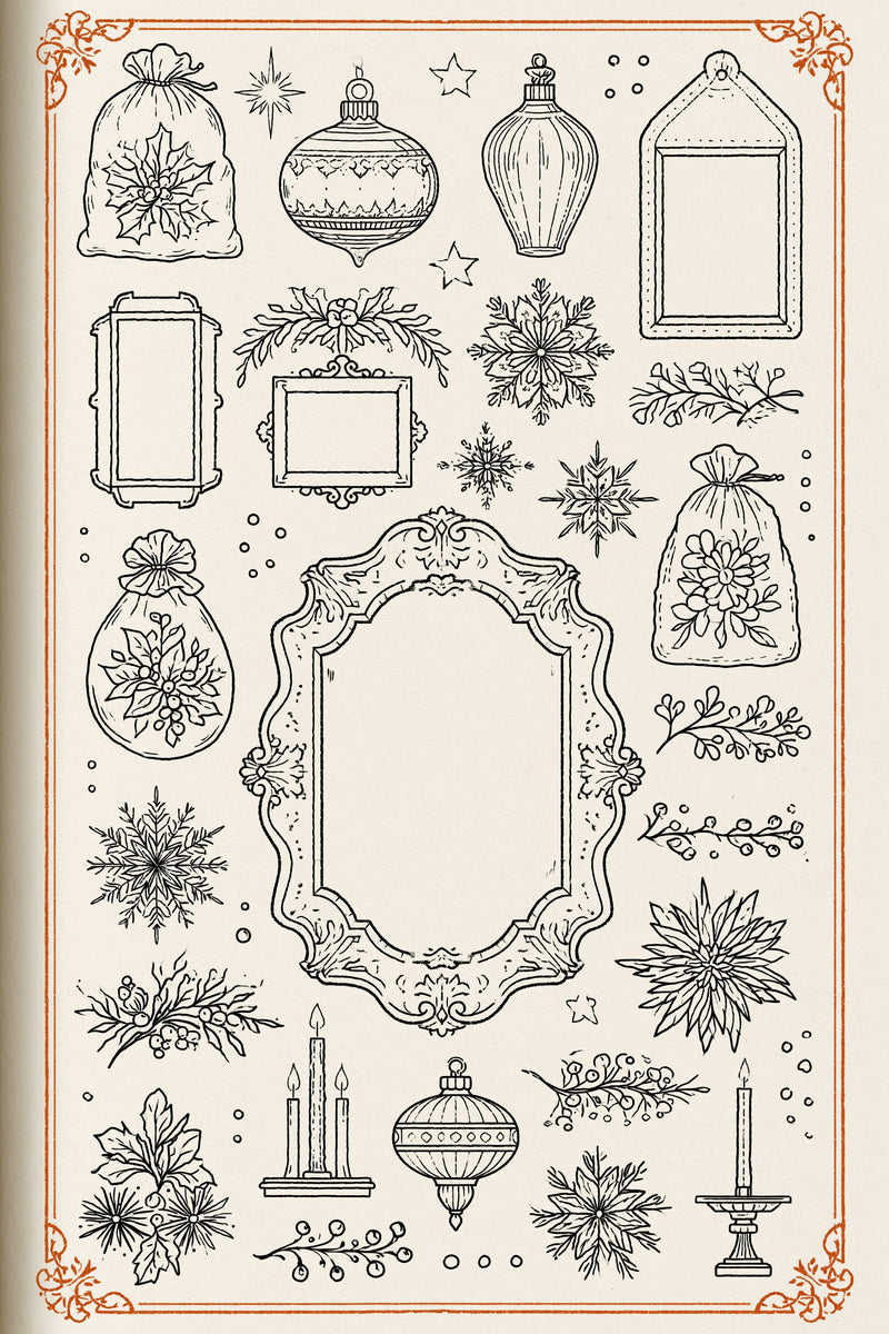 Christmas Pouch Label And Keepsake from Christmas Embroidery Collection Book 1, a digital embroidery design reference for machine embroidery designs, embroidery patterns and frames and monogram spaces.