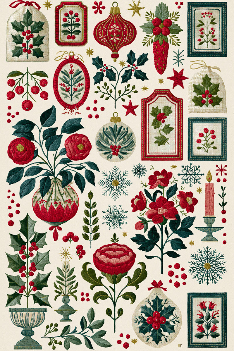 Christmas Pouch Label And Keepsake from Christmas Embroidery Collection Book 3, a digital embroidery design reference for machine embroidery designs, embroidery patterns and frames and monogram spaces.