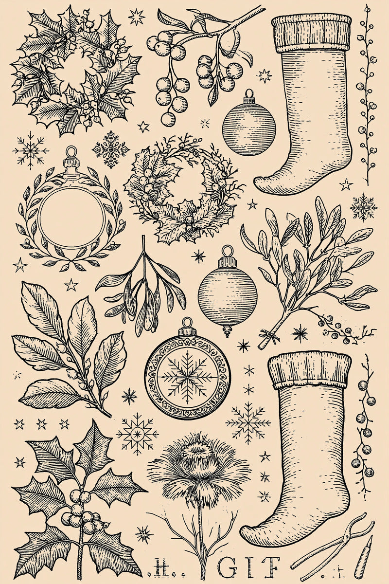 Christmas Wreath Ornament And Stocking from Christmas Embroidery Collection Book 3, a digital embroidery design reference for machine embroidery designs, embroidery patterns and frames and monogram spaces.