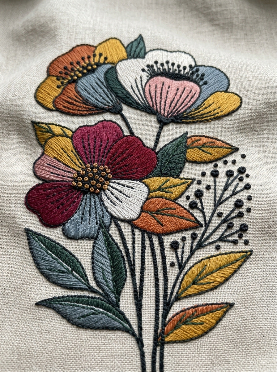 Chunky Flower Patch Cluster Color 02 from Color Pop Patches & Playful Motifs Book 5, a digital embroidery design reference for machine embroidery designs, embroidery patterns and botanical and floral embroidery.