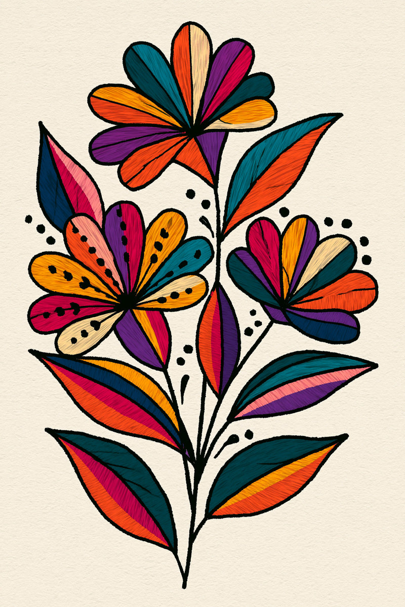 Chunky Flower Patch Cluster Color from Color Pop Patches & Playful Motifs Book 2, a digital embroidery design reference for machine embroidery designs, embroidery patterns and botanical and floral embroidery.