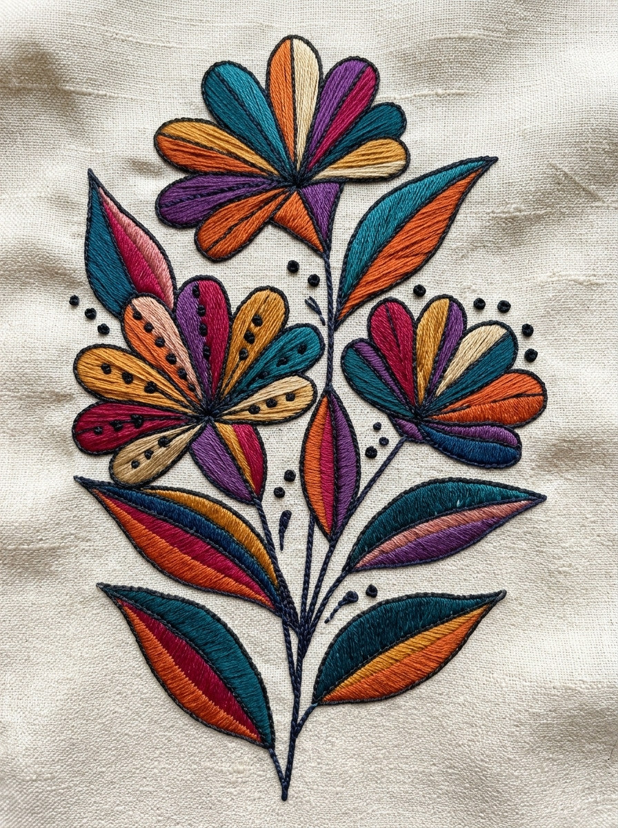 Chunky Flower Patch Cluster Color from Color Pop Patches & Playful Motifs Book 2, a digital embroidery design reference for machine embroidery designs, embroidery patterns and botanical and floral embroidery.
