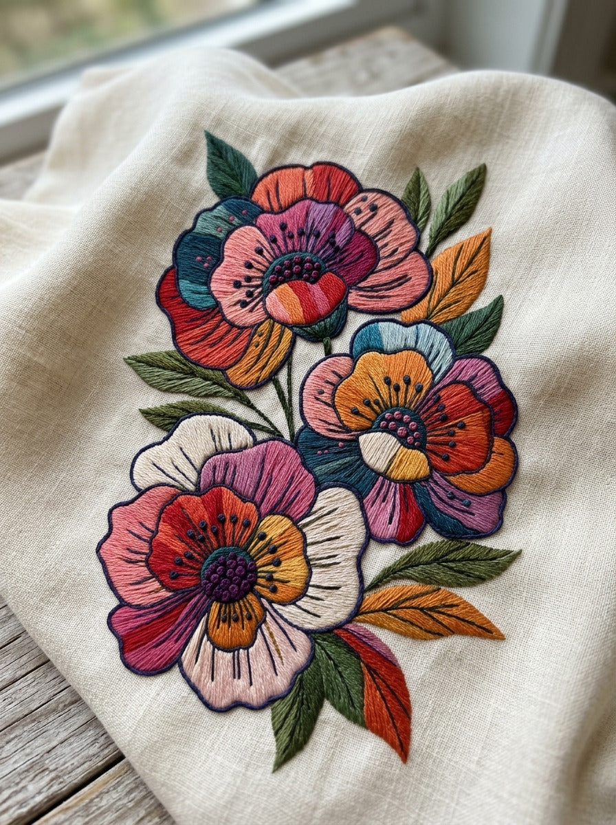 Chunky Flower Patch Cluster Color from Color Pop Patches & Playful Motifs Book 4, a digital embroidery design reference for machine embroidery designs, embroidery patterns and botanical and floral embroidery.
