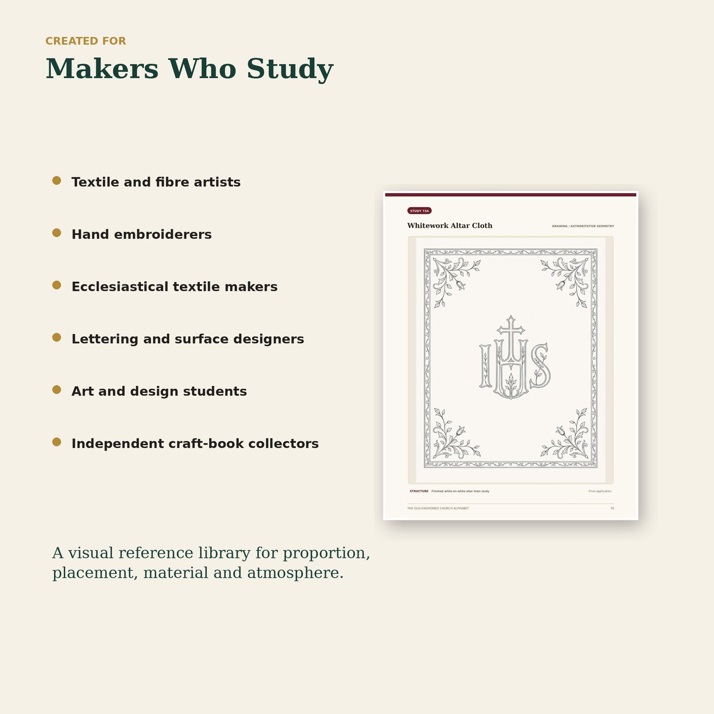 The Old-Fashioned Church Alphabet audience guide for textile artists embroiderers and lettering designers