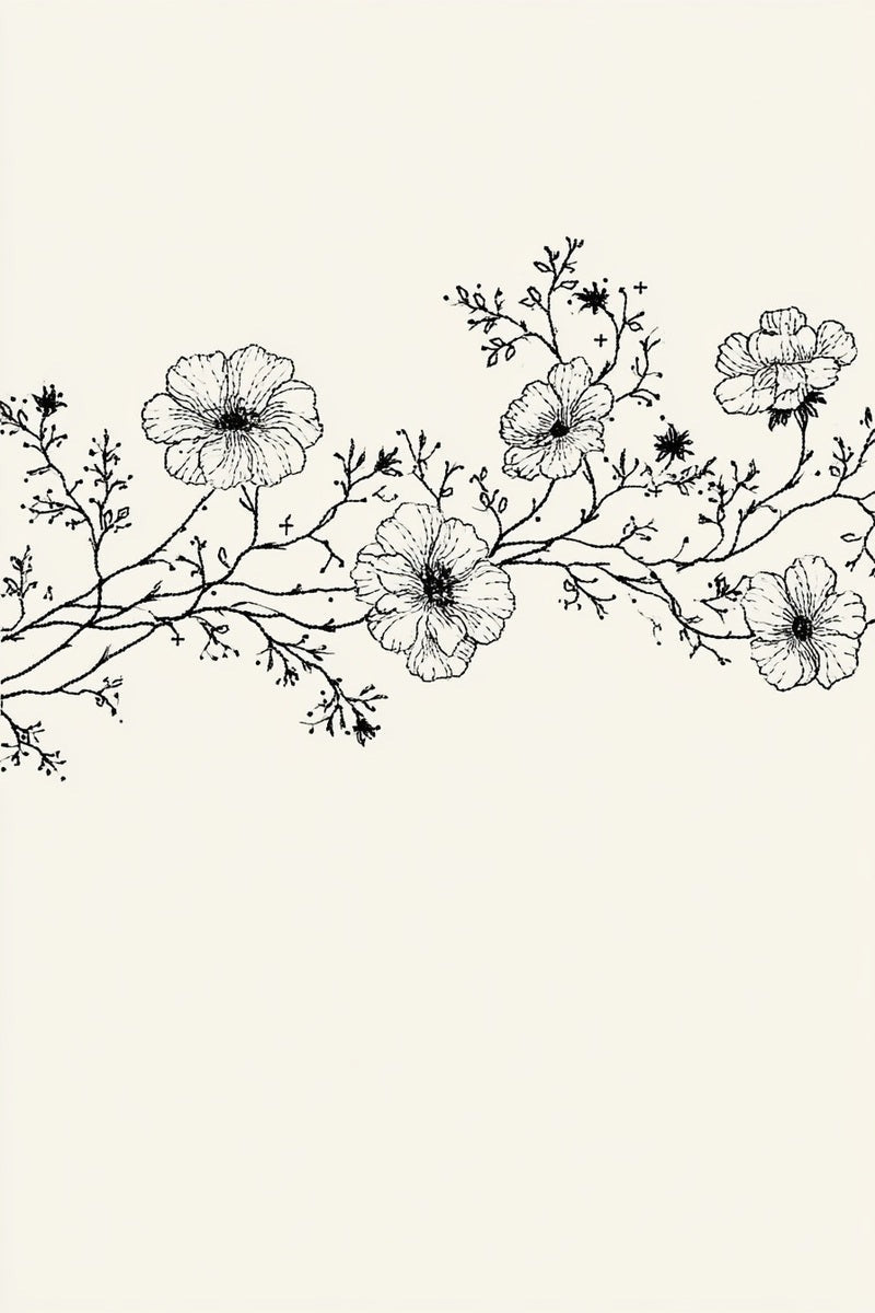 Original drawing of horizontal five flower altar border from Church Embroidery and Sacred Ornament Edition One.