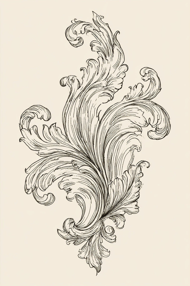 Classic Baroque Scroll Motif from Baroque Scrollwork & Luxury Ornament Book 4, a digital embroidery design reference for machine embroidery designs, embroidery patterns and embroidery design reference.