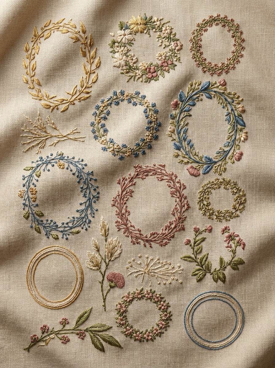 Classic Embroidery Pattern Book Plate 2 from Classic Frames & Borders Book 1, a digital embroidery design reference for machine embroidery designs, embroidery patterns and border and edge embroidery.