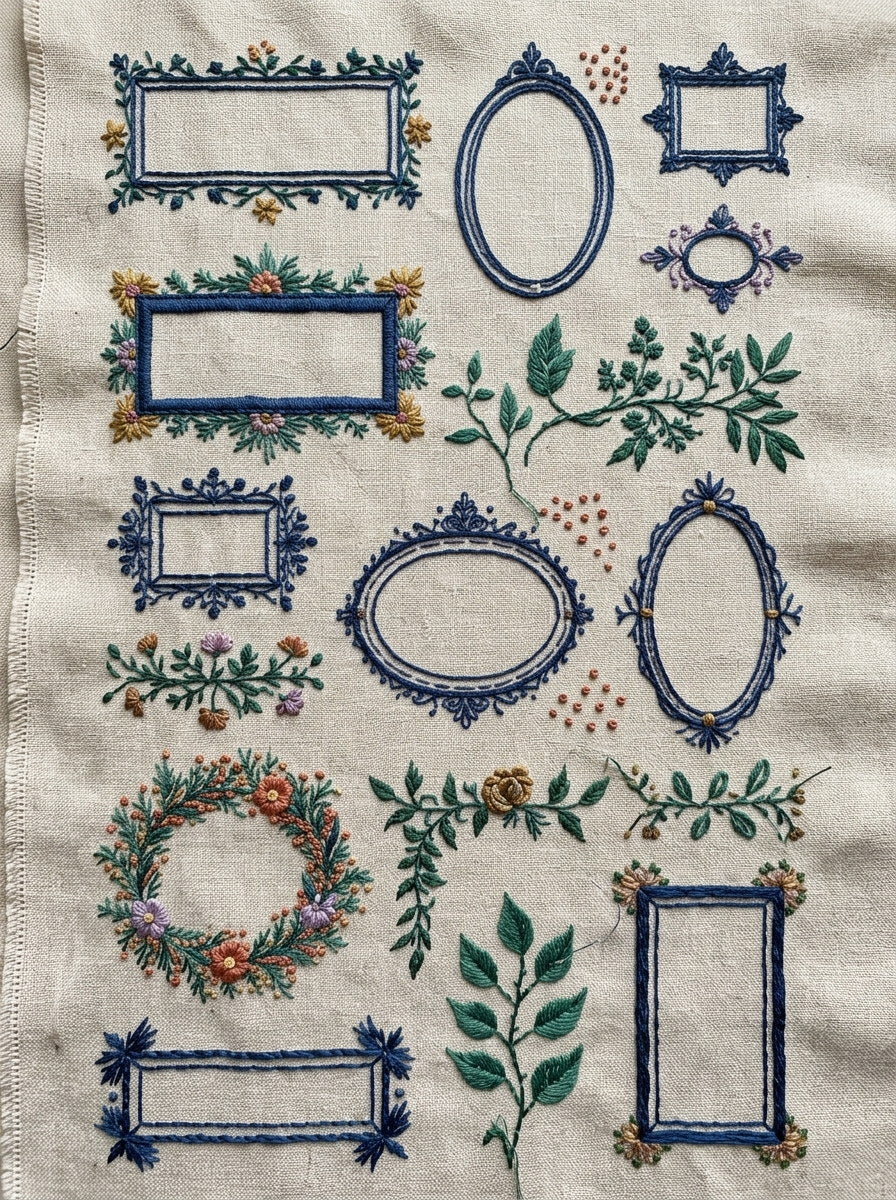 Classic Embroidery Pattern Book Plate Png from Classic Frames & Borders Book 9, a digital embroidery design reference for machine embroidery designs, embroidery patterns and border and edge embroidery.