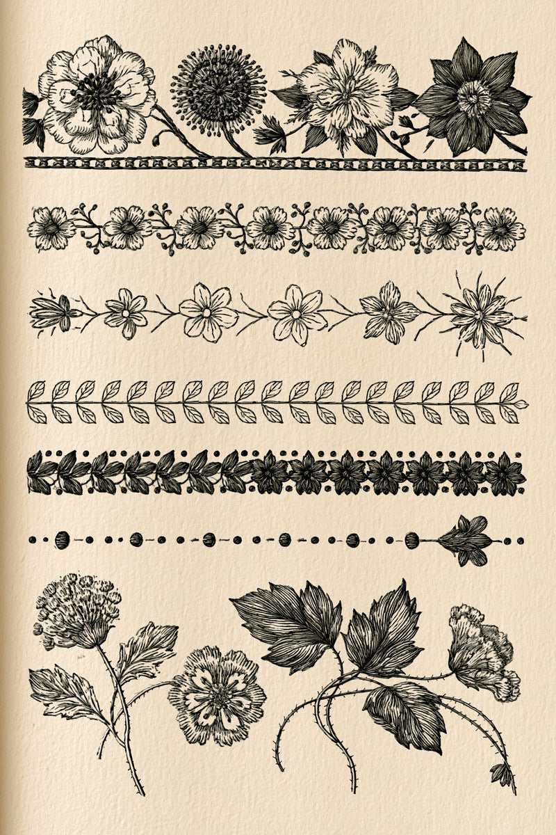 Classic Floral Border And Edge from Classic Frames & Borders Book 10, a digital embroidery design reference for machine embroidery designs, embroidery patterns and border and edge embroidery.