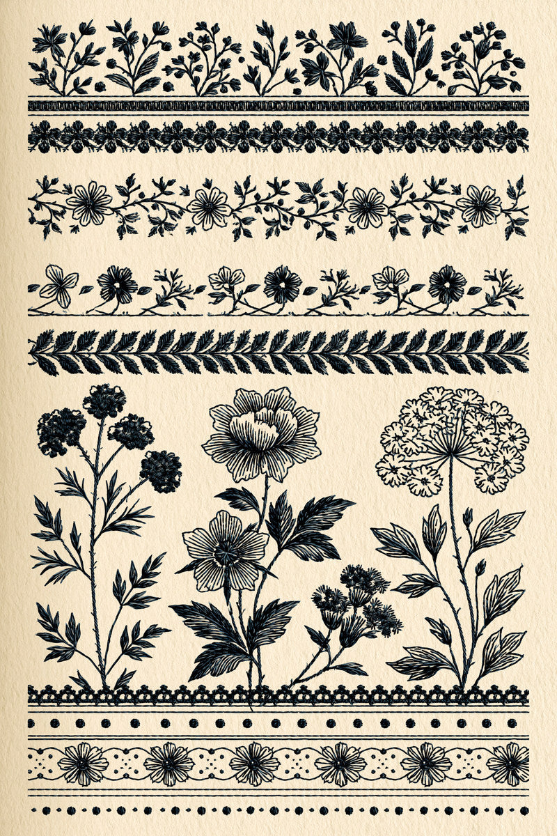 Classic Floral Border And Edge from Classic Frames & Borders Book 7, a digital embroidery design reference for machine embroidery designs, embroidery patterns and border and edge embroidery.