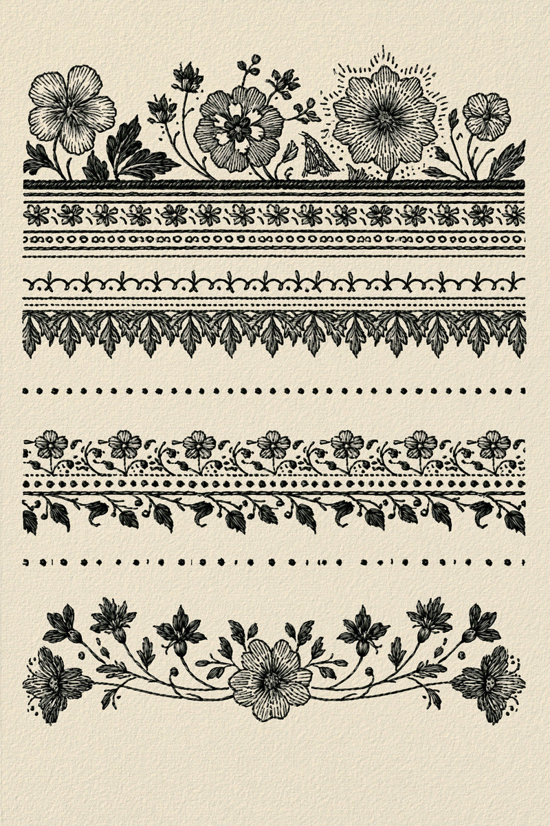 Classic Floral Border And Edge from Classic Frames & Borders Book 8, a digital embroidery design reference for machine embroidery designs, embroidery patterns and border and edge embroidery.