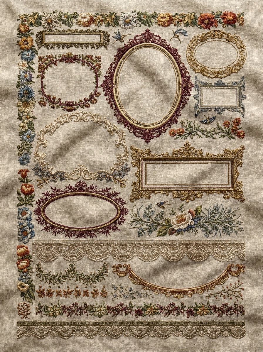 Classic Frame And Border Embroidery 2 from Classic Frames & Borders Book 6, a digital embroidery design reference for machine embroidery designs, embroidery patterns and border and edge embroidery.