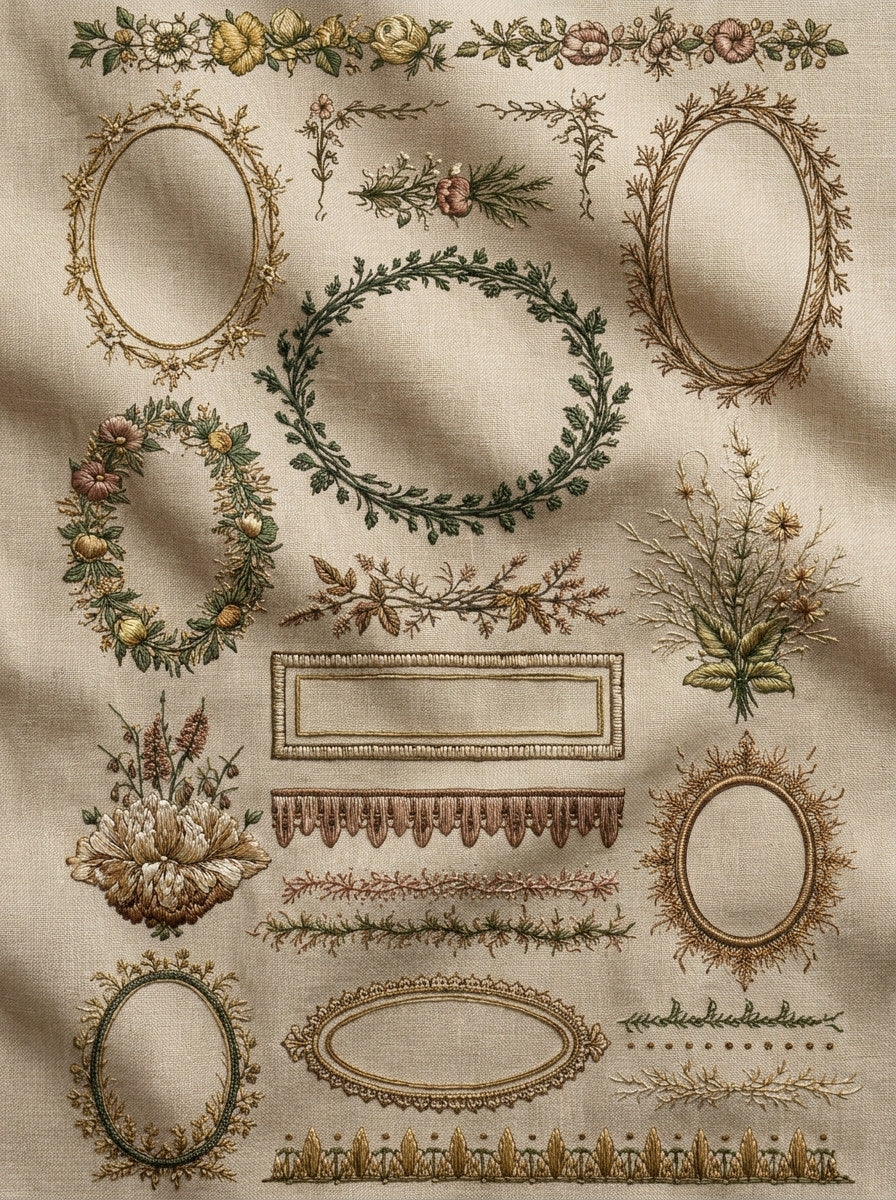 Classic Frame And Border Embroidery Png from Classic Frames & Borders Book 7, a digital embroidery design reference for machine embroidery designs, embroidery patterns and border and edge embroidery.