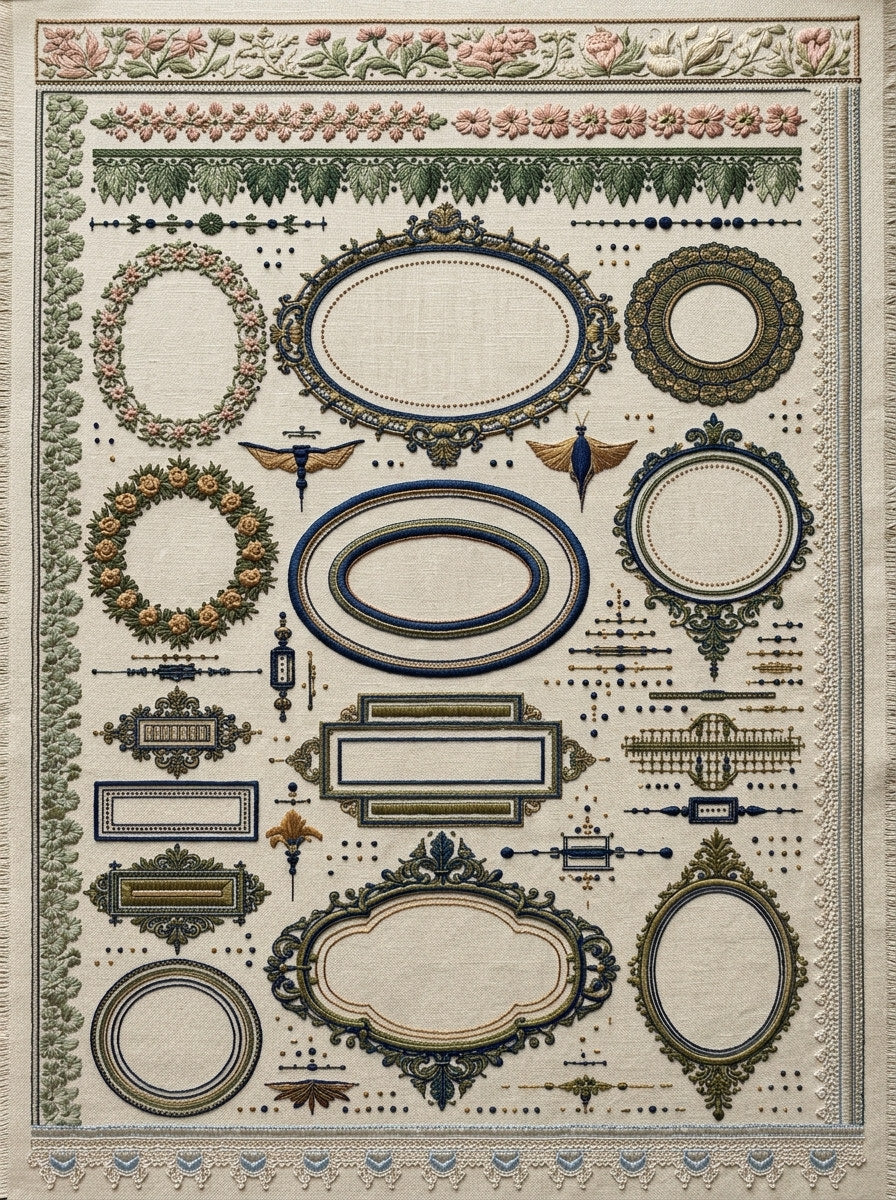 Classic Frames And Borders Embroidery 2 from Classic Frames & Borders Book 2, a digital embroidery design reference for machine embroidery designs, embroidery patterns and border and edge embroidery.
