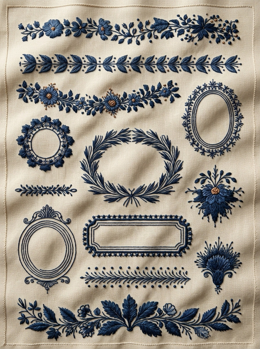 Classic Frames And Borders Embroidery from Classic Frames & Borders Book 2, a digital embroidery design reference for machine embroidery designs, embroidery patterns and border and edge embroidery.