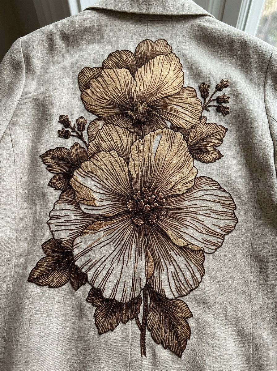Classic Jacket Back Ornament Fashion from Jacket Backs & Shirt Fronts Embroidery Book 4, a digital embroidery design reference for machine embroidery designs, embroidery patterns and garment placement ideas.
