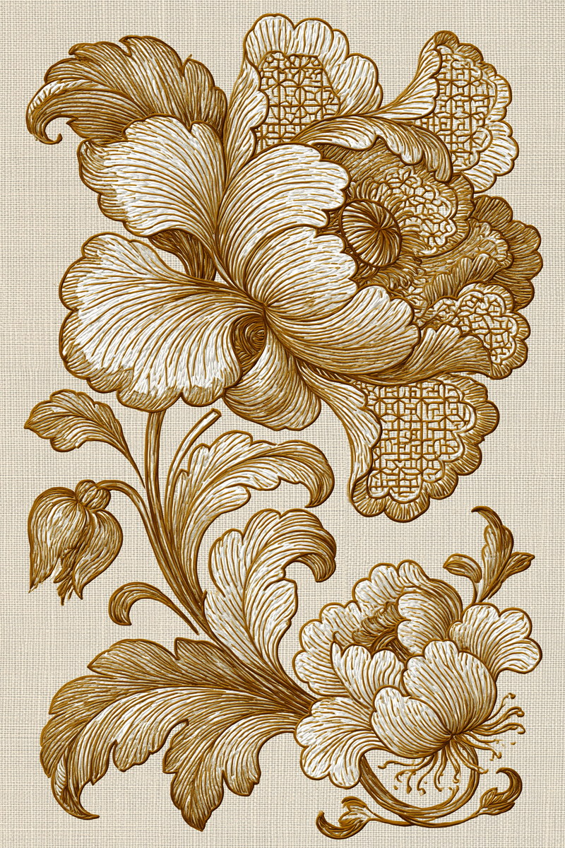 Colbert Broderie Interpretation Panel 02 from Colbert Embroidery Studies Book 3, a digital embroidery design reference for machine embroidery designs, embroidery patterns and lace and broderie details.