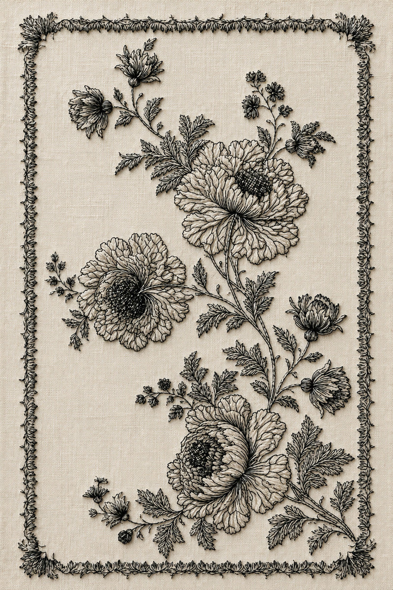 Colbert Broderie Interpretation Panel from Colbert Embroidery Studies Book 4, a digital embroidery design reference for machine embroidery designs, embroidery patterns and lace and broderie details.