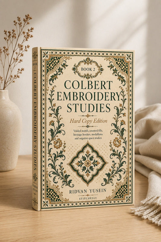Original cover 1 of Colbert Embroidery Studies Book Two, digital hand embroidery design reference.