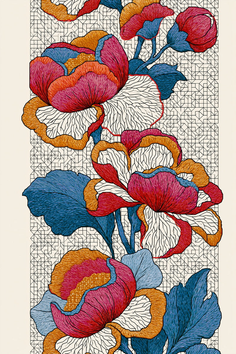 Colbert Floral Border from Colbert Embroidery Studies Book 1, a digital embroidery design reference for machine embroidery designs, embroidery patterns and border and edge embroidery.