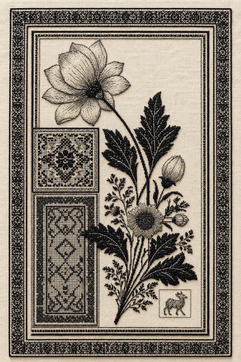 Colbert Frame And Panel Plate from Colbert Embroidery Studies Book 2, a digital embroidery design reference for machine embroidery designs, embroidery patterns and frames and monogram spaces.