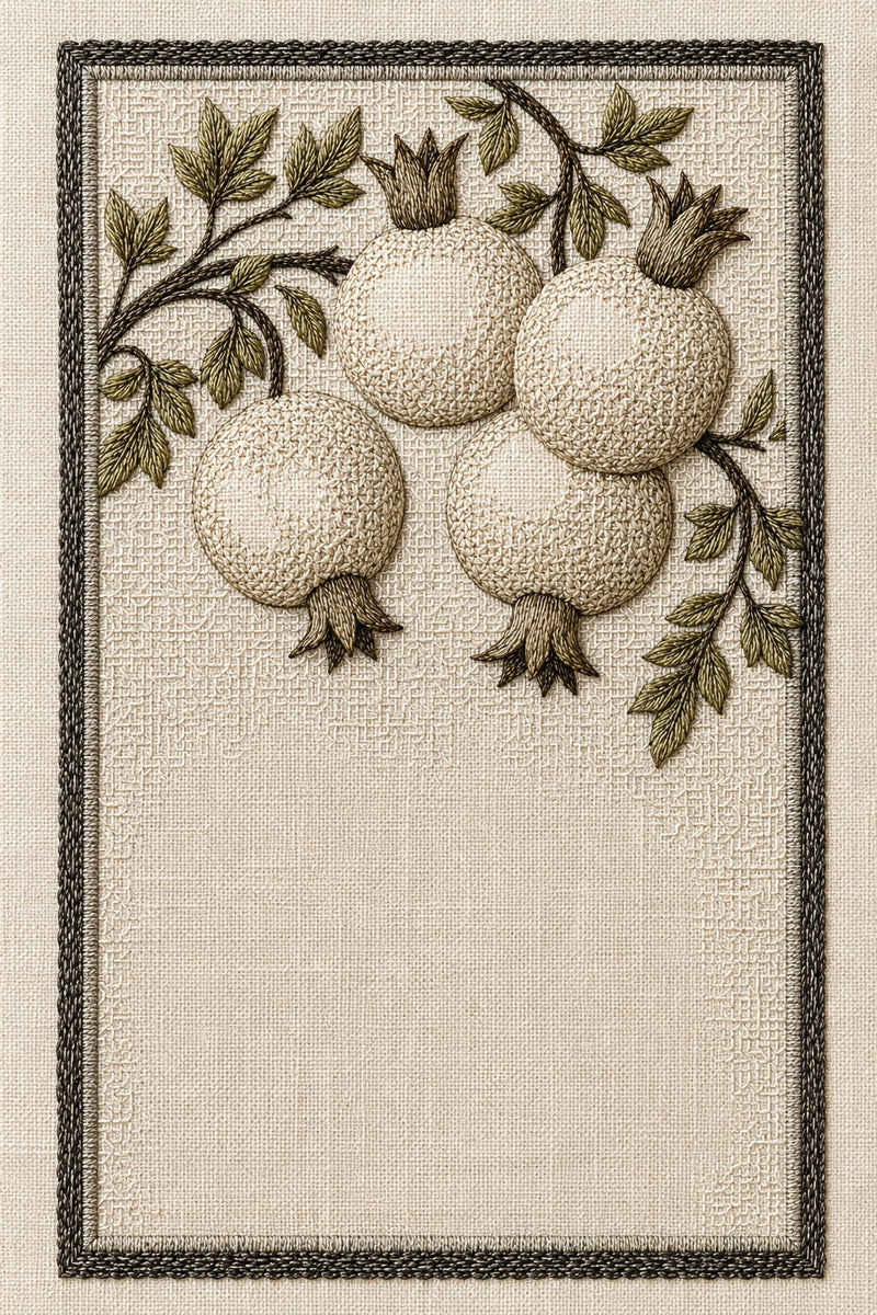 Colbert Pomegranate Frame 02 from Colbert Embroidery Studies Book 4, a digital embroidery design reference for machine embroidery designs, embroidery patterns and frames and monogram spaces.