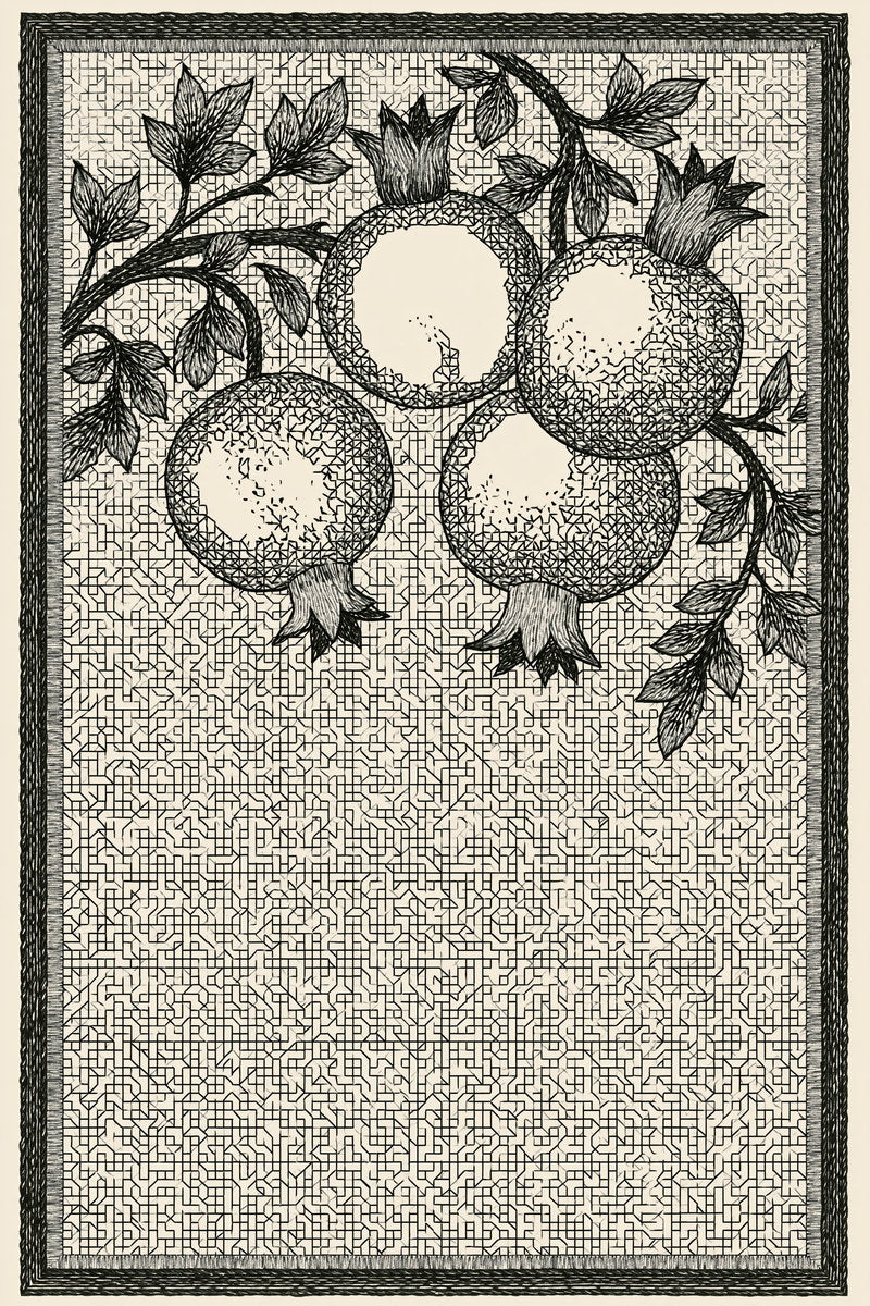 Colbert Pomegranate Frame from Colbert Embroidery Studies Book 4, a digital embroidery design reference for machine embroidery designs, embroidery patterns and frames and monogram spaces.