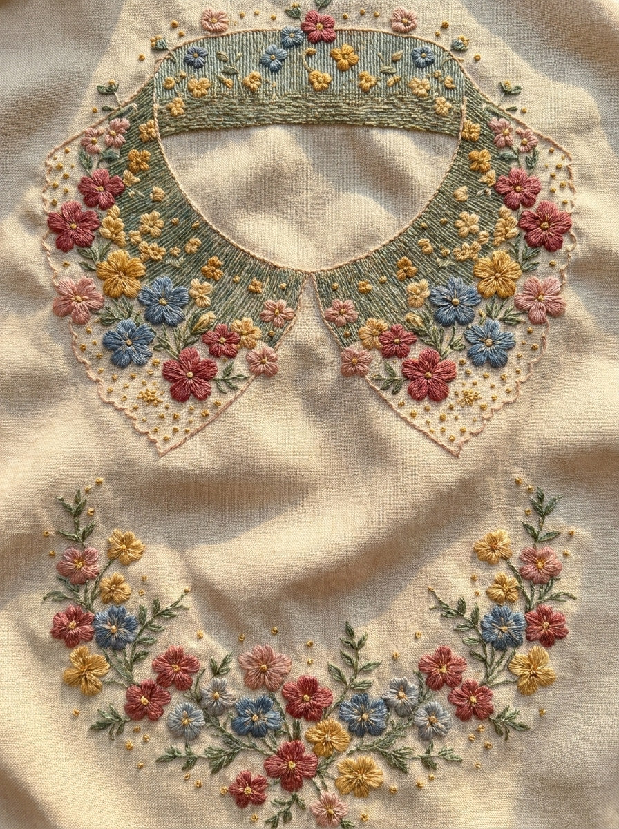 Collar And Cuff Matching Set from Jacket Backs & Shirt Fronts Embroidery Book 1, a digital embroidery design reference for machine embroidery designs, embroidery patterns and garment placement ideas.