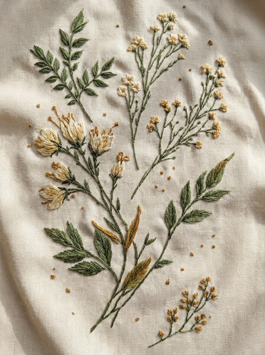 Collar Cuff Pocket And Garment from Botanical Sprig Library Book 9, a digital embroidery design reference for machine embroidery designs, embroidery patterns and garment placement ideas.