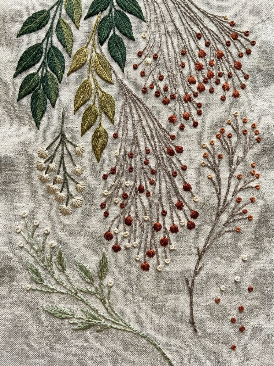 Collar Cuff Pocket And Garment from Botanical Sprig Library Book 6, a digital embroidery design reference for machine embroidery designs, embroidery patterns and garment placement ideas.
