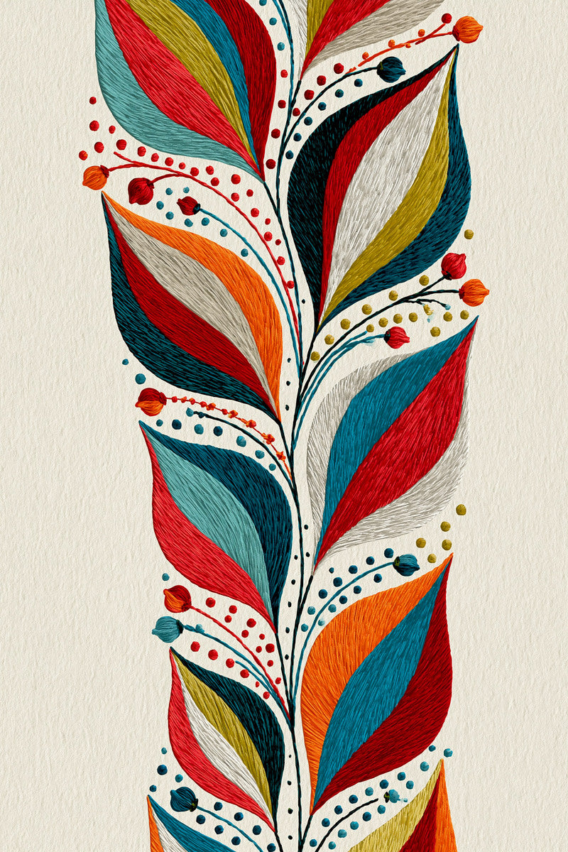 Color Block Leaf Border Modern from Modern Colorwork Embroidery Book 2, a digital embroidery design reference for machine embroidery designs, embroidery patterns and border and edge embroidery.