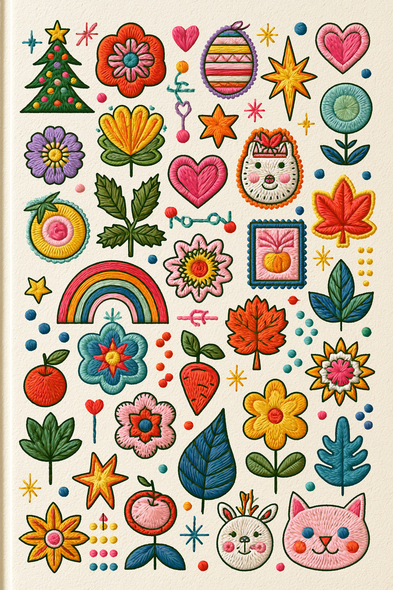 Color Pop Embroidery Pattern Book 02 from Color Pop Patches & Playful Motifs Book 6, a digital embroidery design reference for machine embroidery designs, embroidery patterns and embroidery design reference.