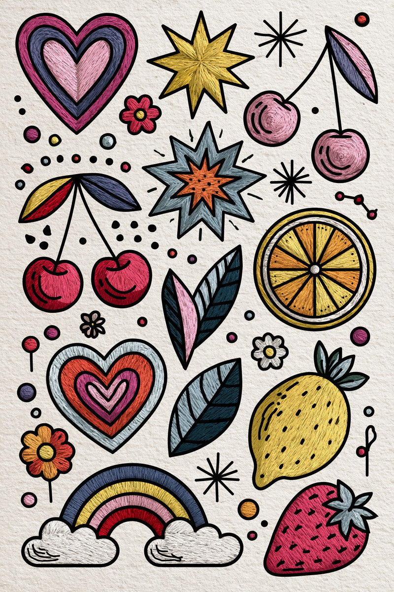 Color Pop Embroidery Pattern Book 03 from Color Pop Patches & Playful Motifs Book 2, a digital embroidery design reference for machine embroidery designs, embroidery patterns and embroidery design reference.