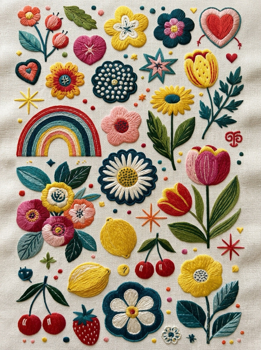 Color Pop Embroidery Pattern Book 2 from Color Pop Patches & Playful Motifs Book 2, a digital embroidery design reference for machine embroidery designs, embroidery patterns and embroidery design reference.