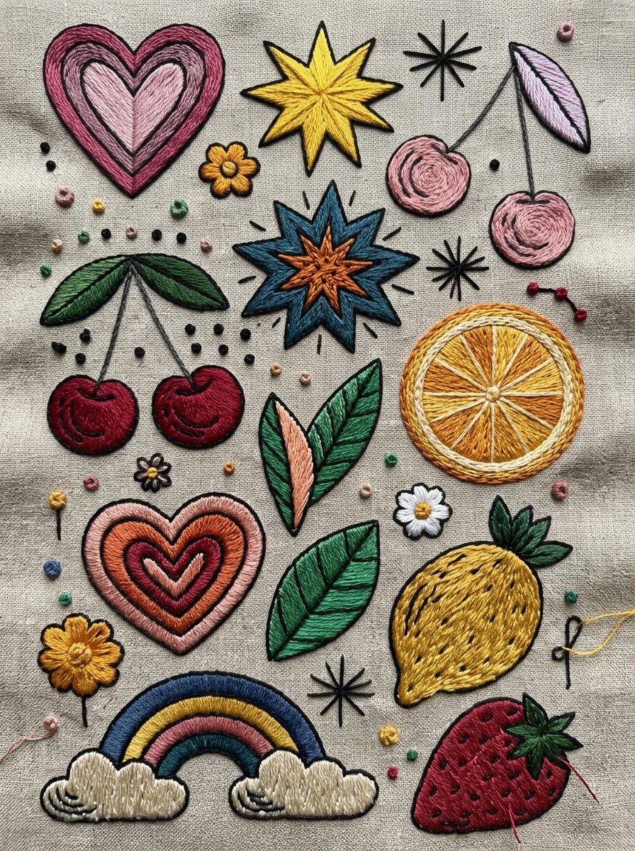 Color Pop Embroidery Pattern Book 3 from Color Pop Patches & Playful Motifs Book 2, a digital embroidery design reference for machine embroidery designs, embroidery patterns and embroidery design reference.