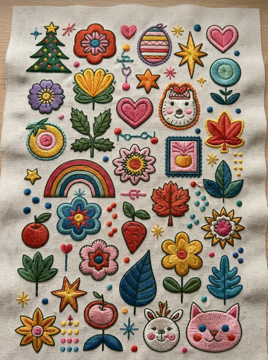 Color Pop Embroidery Pattern Book 3 from Color Pop Patches & Playful Motifs Book 6, a digital embroidery design reference for machine embroidery designs, embroidery patterns and embroidery design reference.
