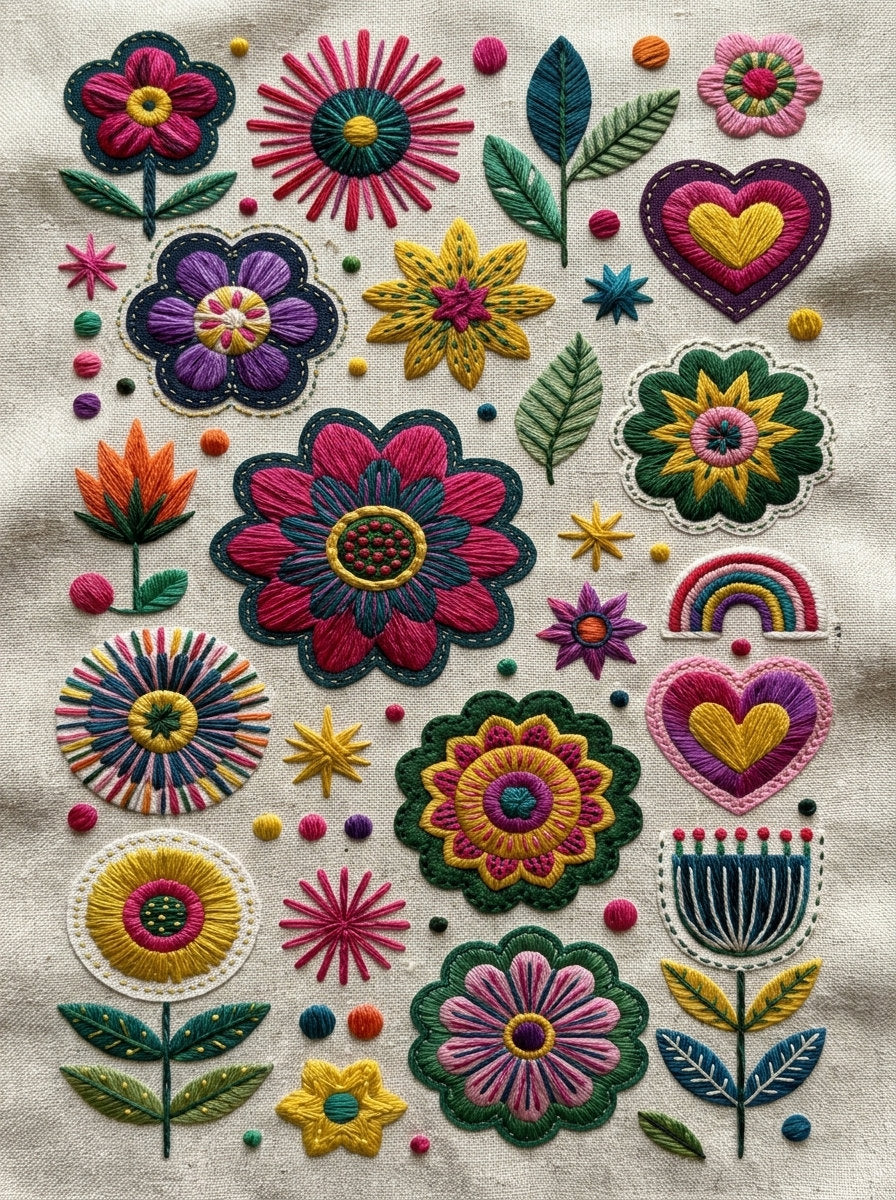 Color Pop Embroidery Pattern Png from Color Pop Patches & Playful Motifs Book 2, a digital embroidery design reference for machine embroidery designs, embroidery patterns and embroidery design reference.