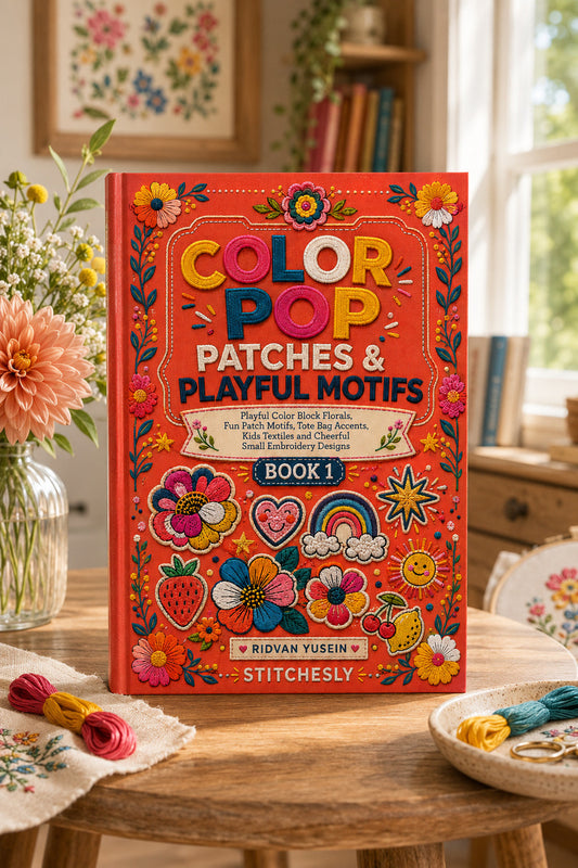 Color Pop Patches And Playful Motifs 1 Book from Color Pop Patches & Playful Motifs Book 1, a digital embroidery design reference for machine embroidery designs, embroidery patterns and embroidery design reference.