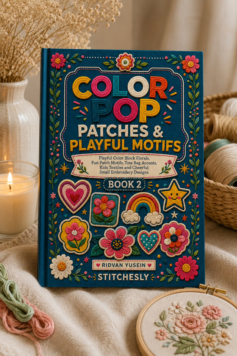 Color Pop Patches And Playful Motifs 2 Book 02 from Color Pop Patches & Playful Motifs Book 2, a digital embroidery design reference for machine embroidery designs, embroidery patterns and embroidery design reference.