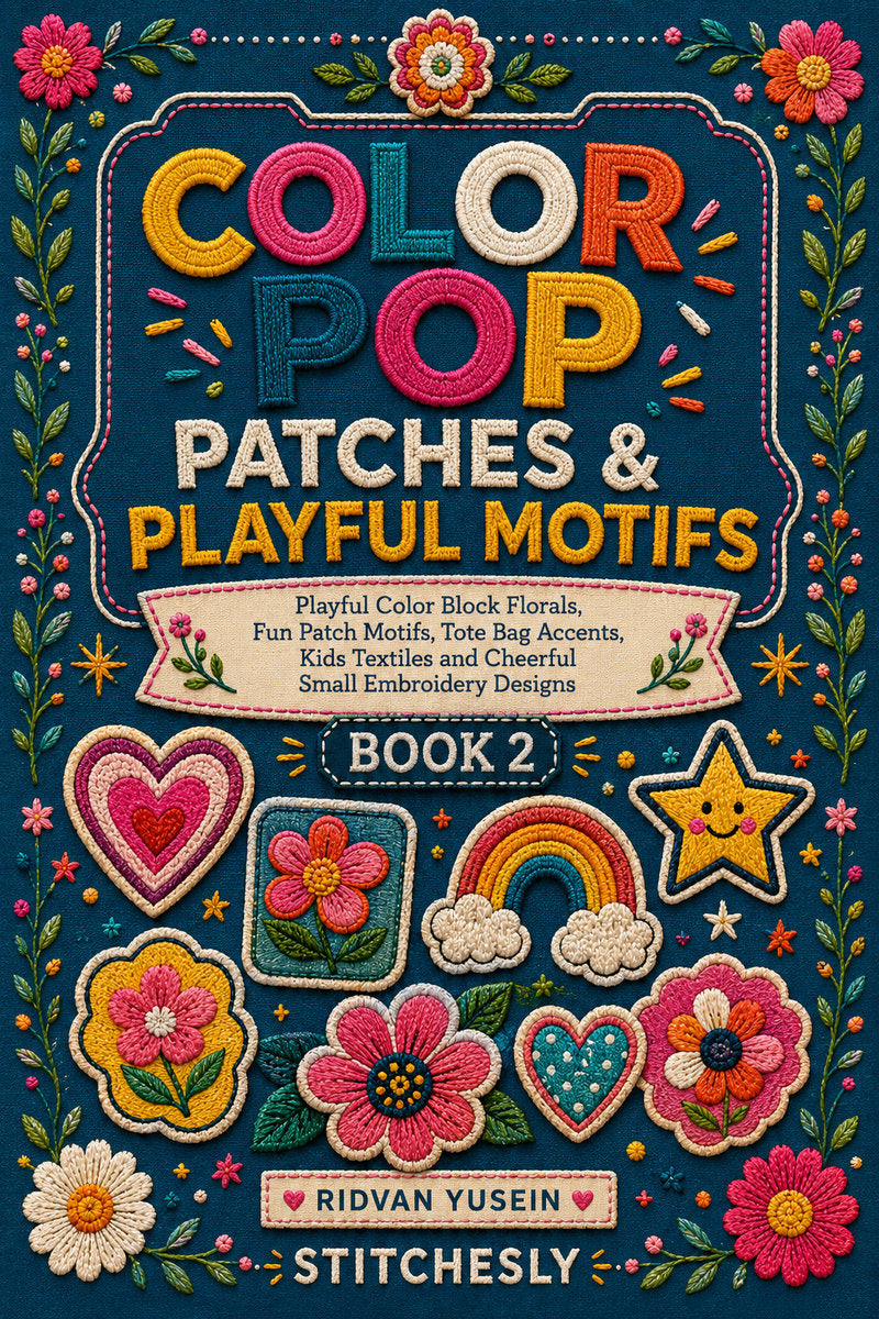 Color Pop Patches And Playful Motifs 2 Book from Color Pop Patches & Playful Motifs Book 2, a digital embroidery design reference for machine embroidery designs, embroidery patterns and embroidery design reference.