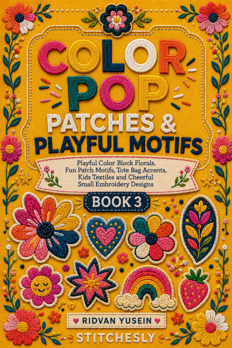 Color Pop Patches And Playful Motifs 3 Book 03 from Color Pop Patches & Playful Motifs Book 3, a digital embroidery design reference for machine embroidery designs, embroidery patterns and embroidery design reference.
