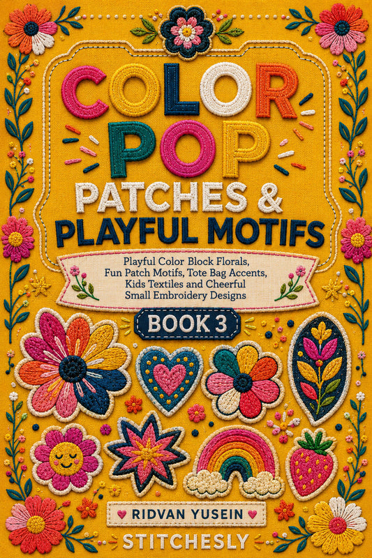 Color Pop Patches And Playful Motifs 3 Book 03 from Color Pop Patches & Playful Motifs Book 3, a digital embroidery design reference for machine embroidery designs, embroidery patterns and embroidery design reference.