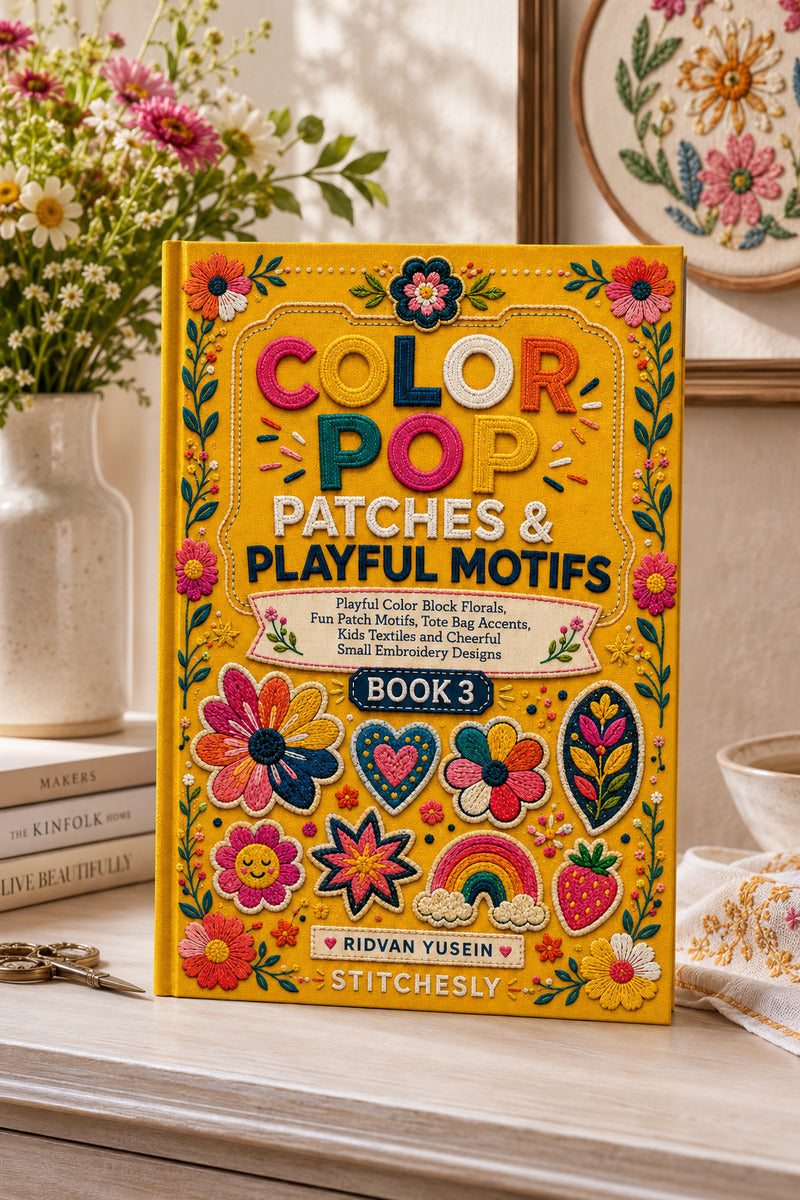 Color Pop Patches And Playful Motifs 3 Book from Color Pop Patches & Playful Motifs Book 3, a digital embroidery design reference for machine embroidery designs, embroidery patterns and embroidery design reference.