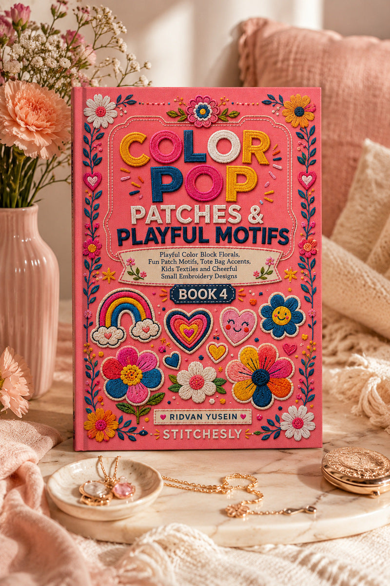 Color Pop Patches And Playful Motifs 4 Book from Color Pop Patches & Playful Motifs Book 4, a digital embroidery design reference for machine embroidery designs, embroidery patterns and embroidery design reference.