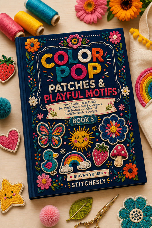 Color Pop Patches And Playful Motifs 5 Book from Color Pop Patches & Playful Motifs Book 5, a digital embroidery design reference for machine embroidery designs, embroidery patterns and embroidery design reference.