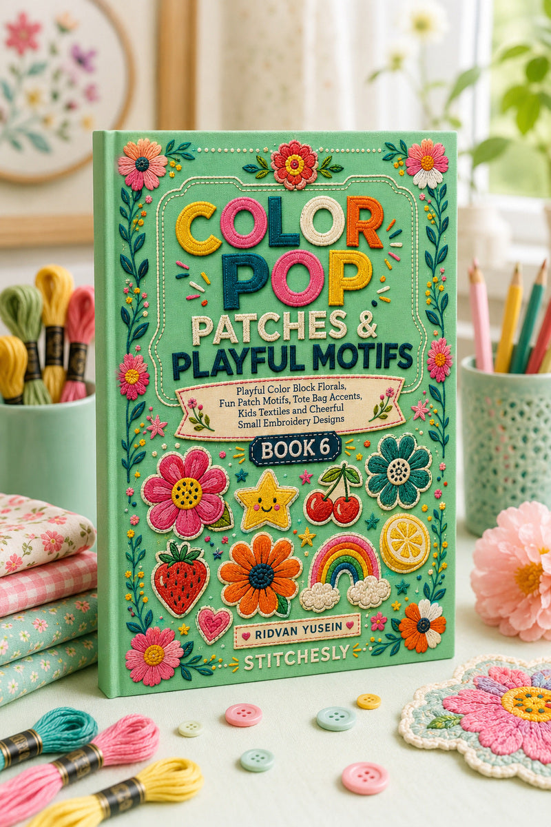 Color Pop Patches And Playful Motifs 6 Book 02 from Color Pop Patches & Playful Motifs Book 6, a digital embroidery design reference for machine embroidery designs, embroidery patterns and embroidery design reference.