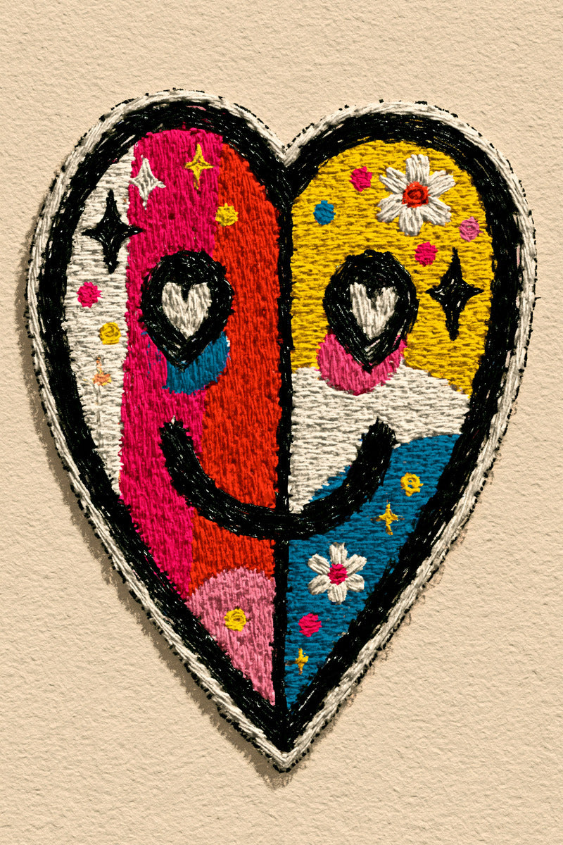 Color Pop Smiley Heart Patch from Color Pop Patches & Playful Motifs Book 2, a digital embroidery design reference for machine embroidery designs, embroidery patterns and embroidery design reference.