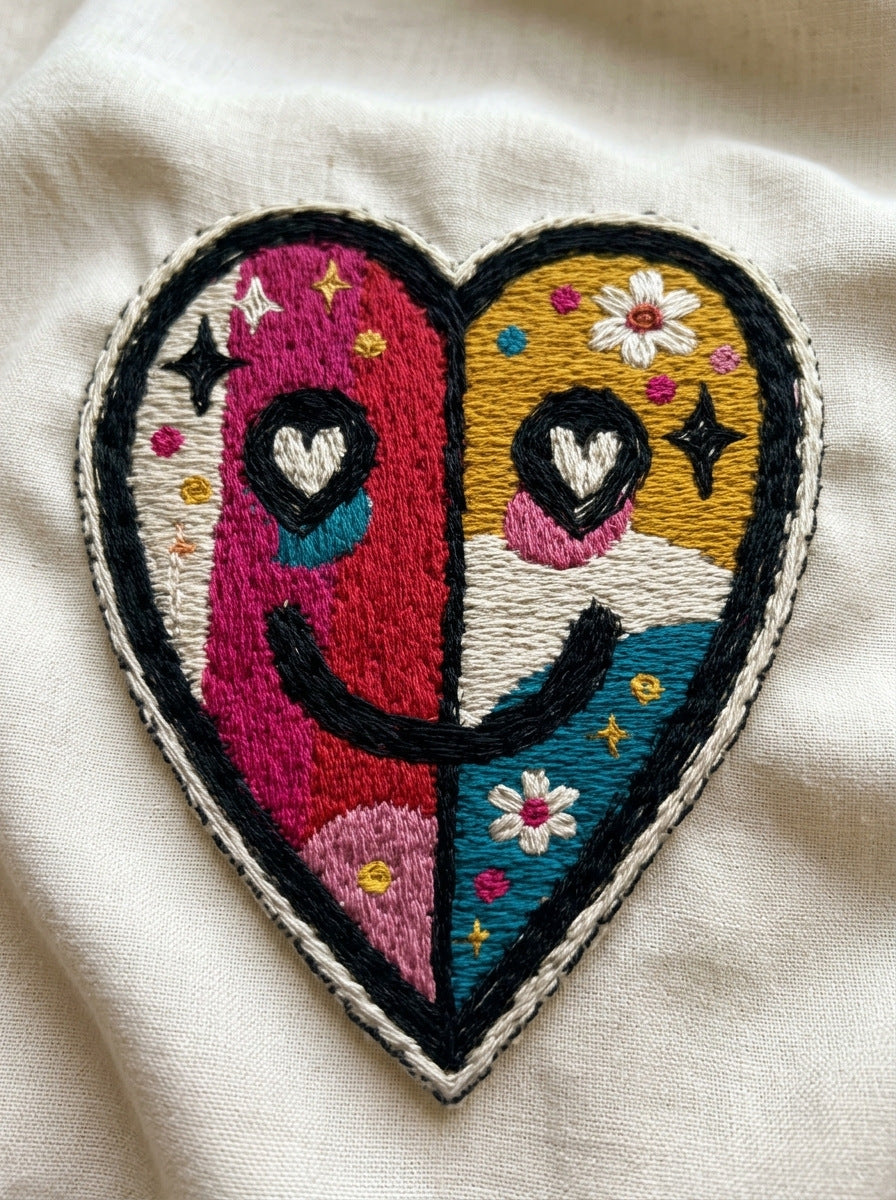 Color Pop Smiley Heart Patch from Color Pop Patches & Playful Motifs Book 2, a digital embroidery design reference for machine embroidery designs, embroidery patterns and embroidery design reference.